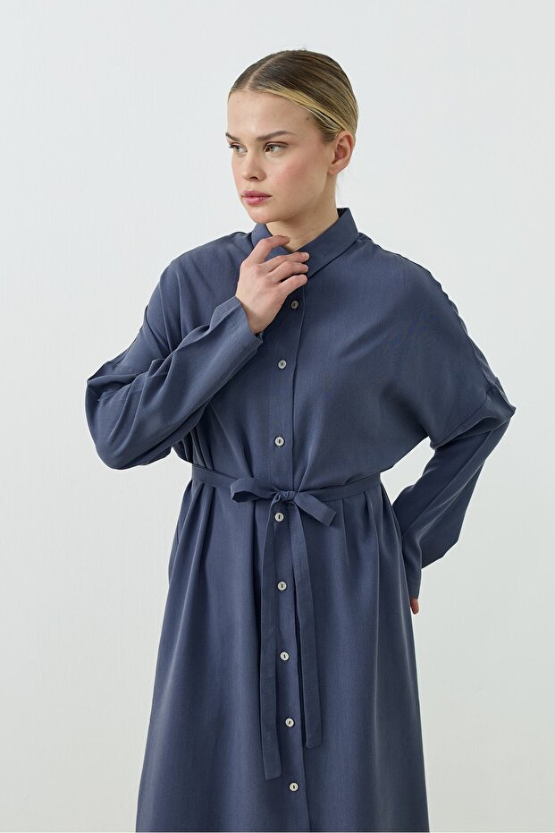 Oversize Gömlek Lacivert - 2