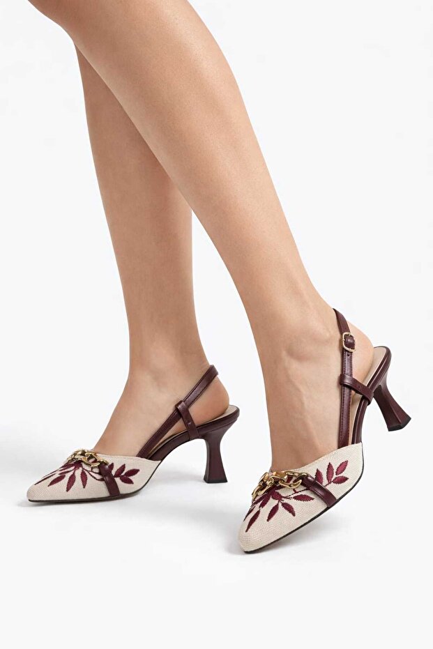 Deni Linen Stylish Open-Back Shoes 6.5 cm