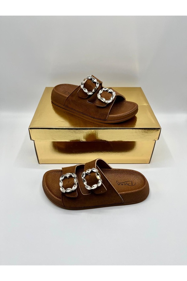 Penn Women's Double Buckle Stone Soft Orthopedic Sole Slipper