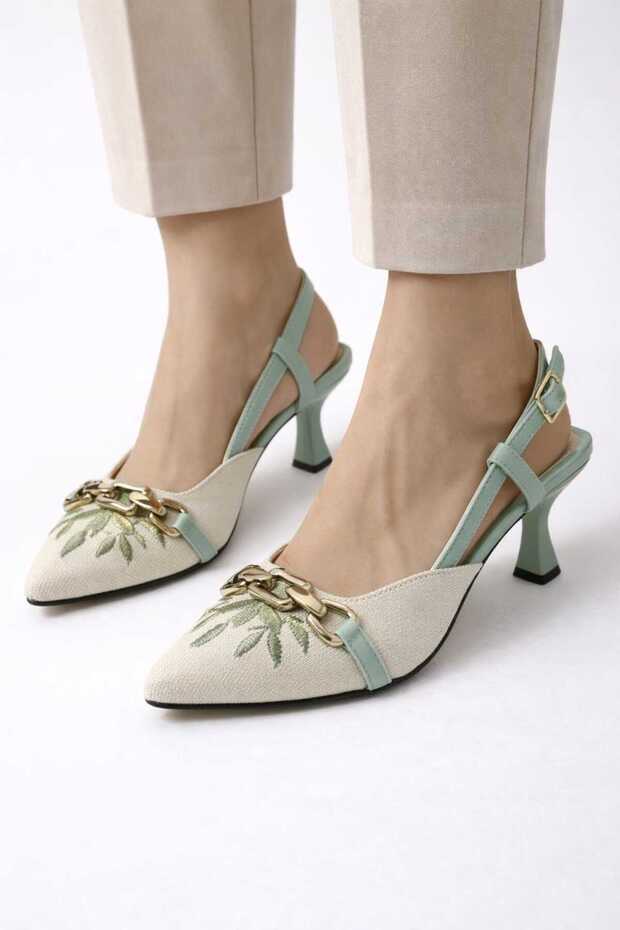 Deni Linen Stylish Open-Back Shoes 6.5 cm