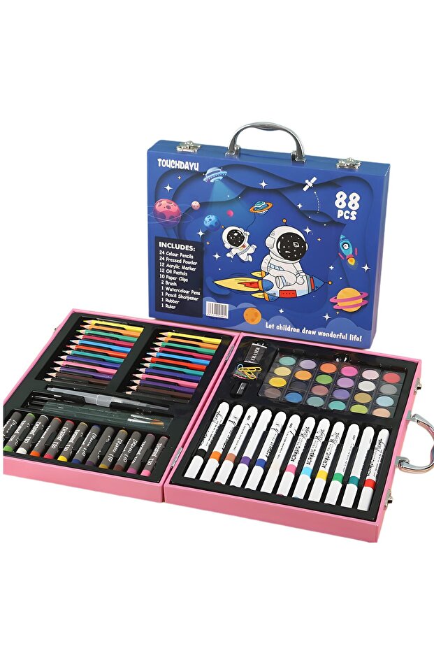 Premium Deluxe Art Set with Aluminum Case Drawing & Painting Kit for Kids 88 Pcs