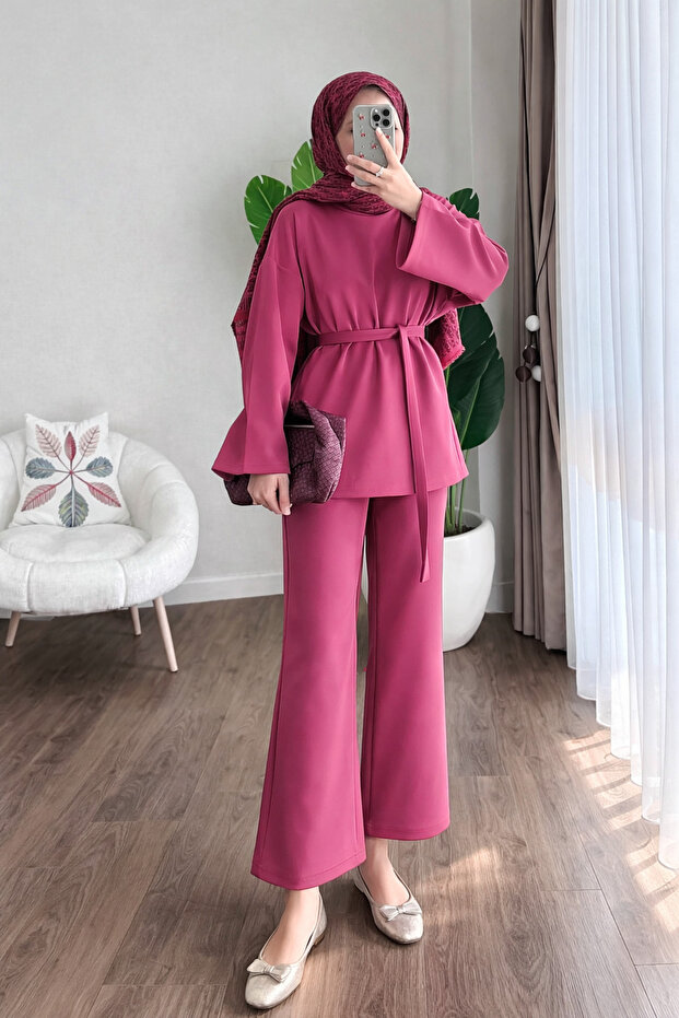 Double Hijab Top and Bottom Set