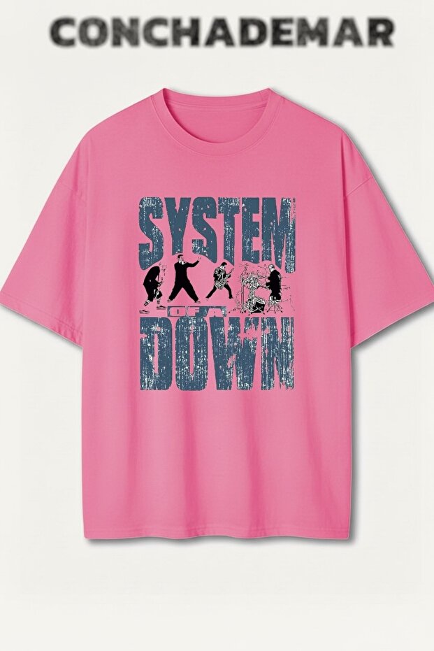 تي شيرت System Of A Down مطبوع Premium كبير الحجم مكون من قطن قطع