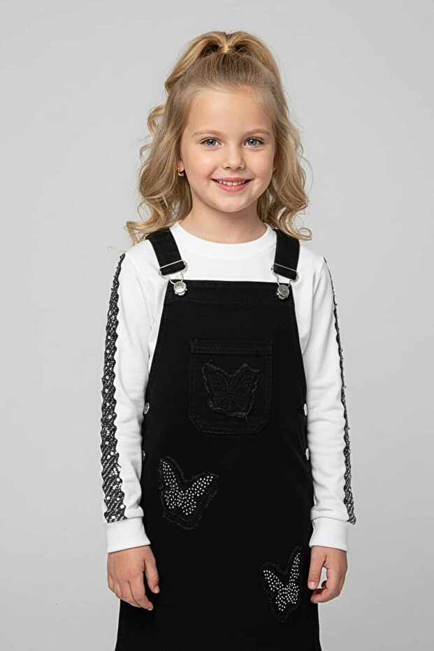 Butterfly Denim Salopet Set (7-10 Years)
