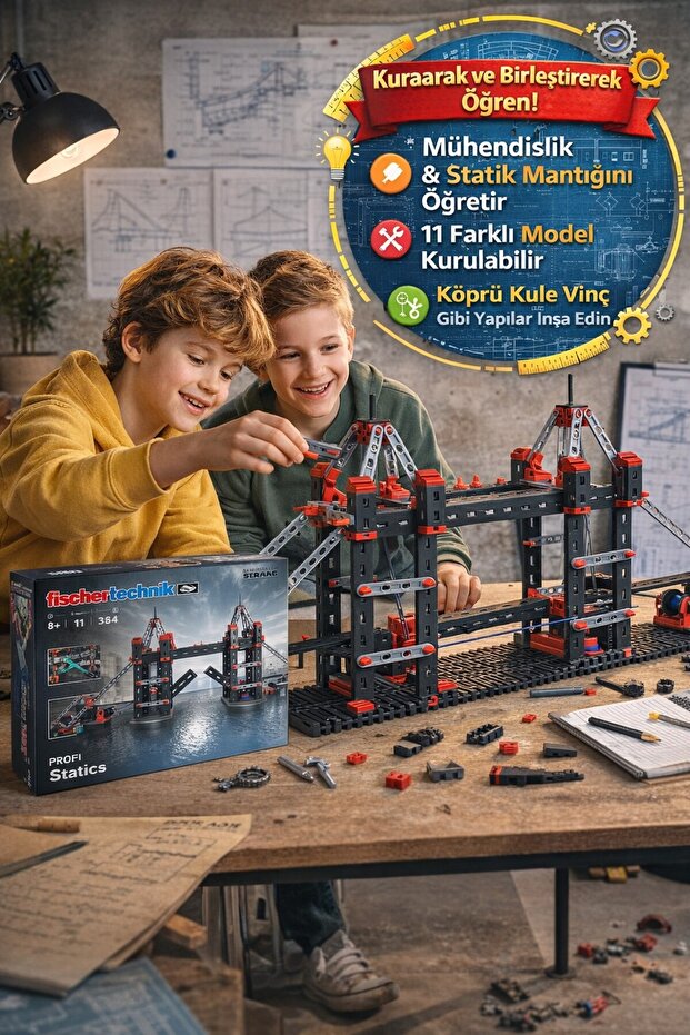 Fischertechnik Profi Statics Statik Stem Building Set 364 Pieces 11 Models Bridge Tower Crane 8+