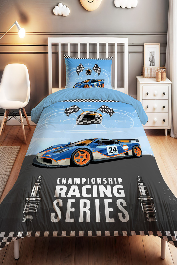 Zirve Yarışı Patterned Single Baby Kids Bedding Set