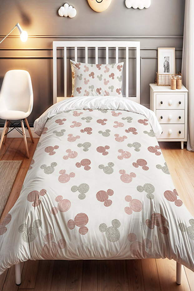 Polka Dot Mice Patterned Single Baby Kids Bedding Set