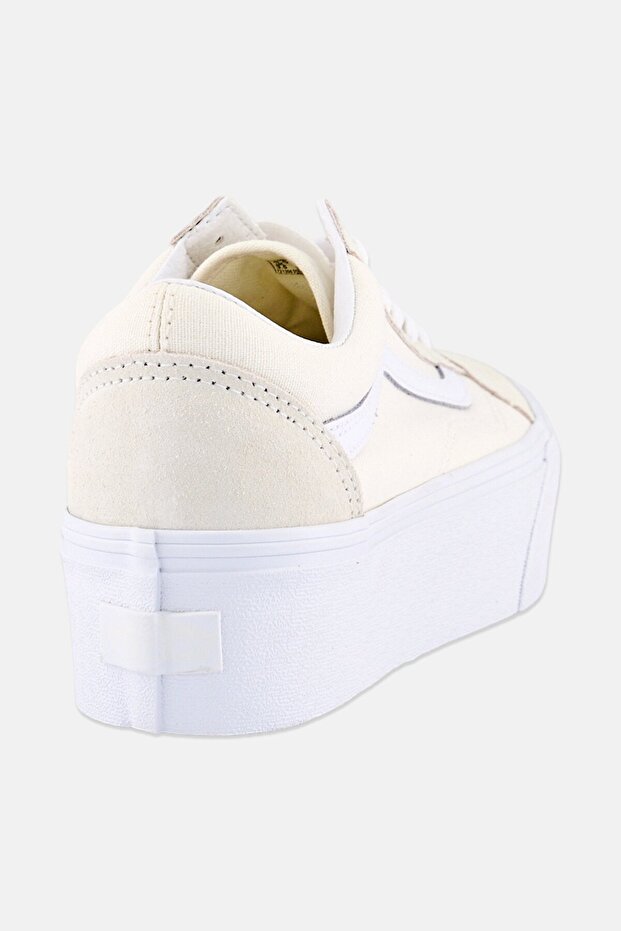 Women Old Skool Stackfo Lace Up Skateboarding Shoes, Beige - 2