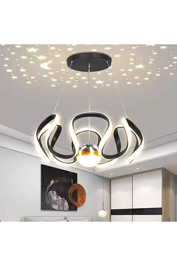 مصباح معلق LED عصري قابل للتعتيم، تصميم غير منتظم، ارتفاع قابل للتعديل