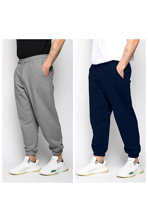 2-Pack Men's Elasticated Hem Sweatpants (Regenerated Fabric)