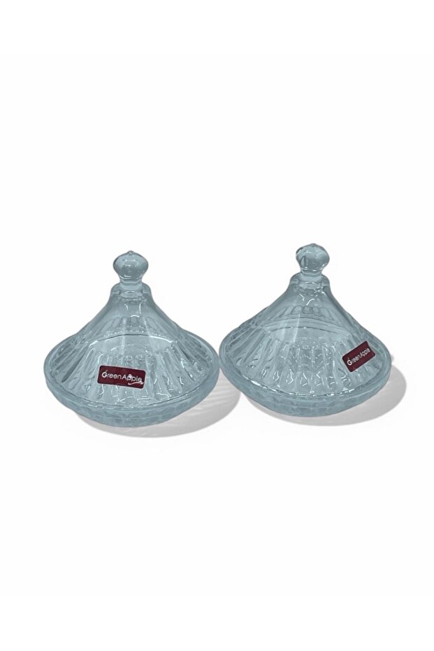 طقم تقديم مكسرات زجاجي مكون من قطعتين بغطاء - 4