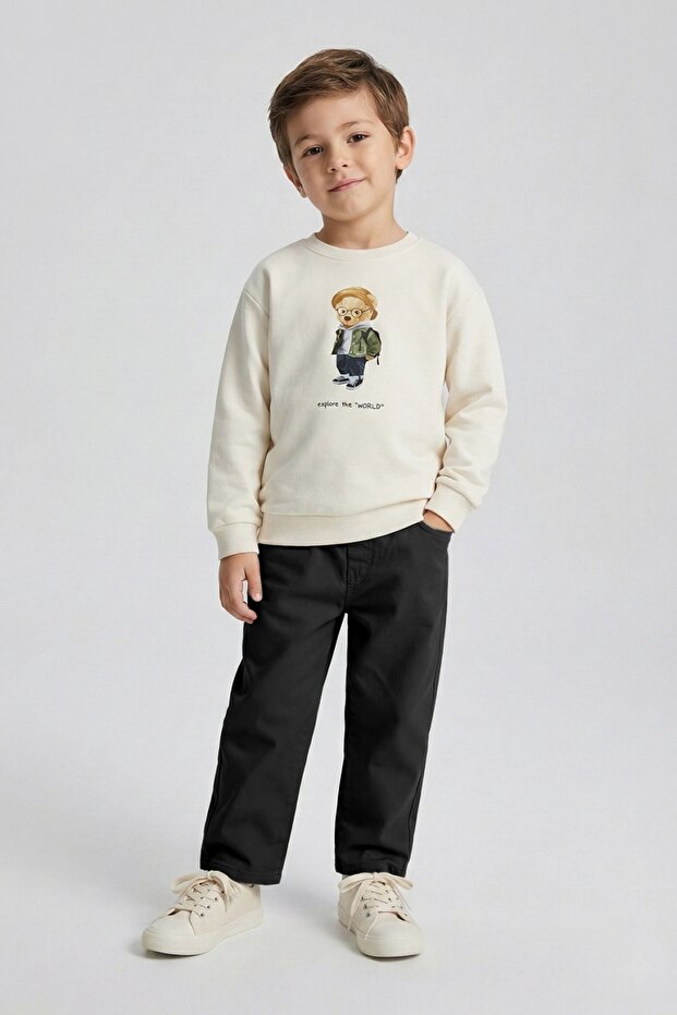 Mow Kids Boys' Comfortable Fit Gabardine Pants with Elastic Waist