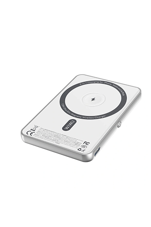 Wi-P034 5000mAh Magnetic Power Bank PD20W 15W Wireless Fast Charging Silver