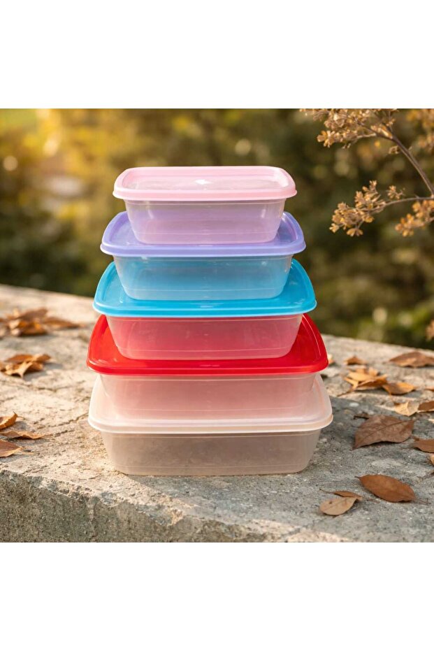 Set of 5 Storage Containers with Lids 430 ml 760 ml 1250 ml 2 Liter 3 Liter Bpa Free Food & Refrigerator Container