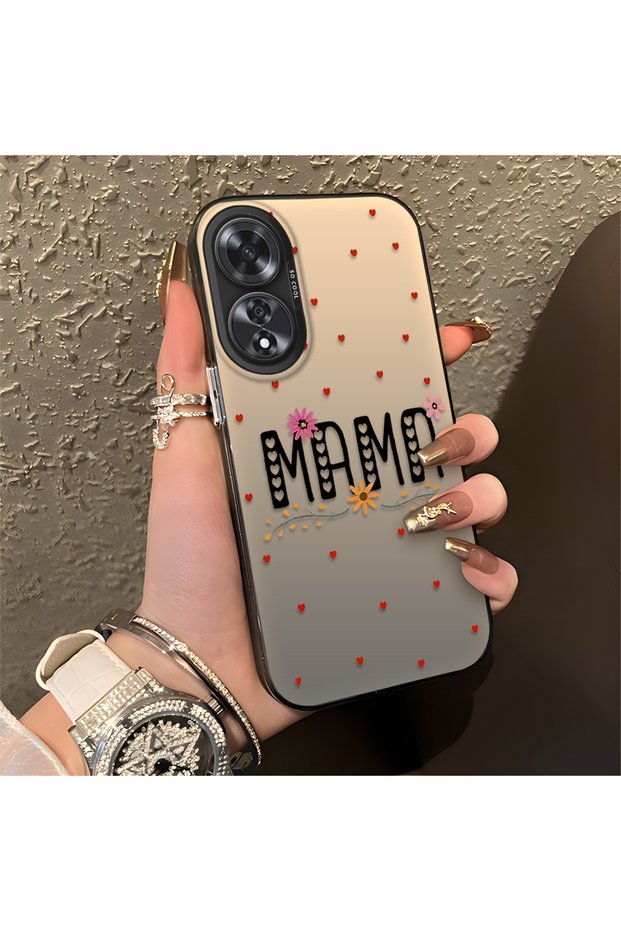 Oppo A60 Compatible Silicone Edge Hard Back Anti-Fall Phone Case Mama Patterned