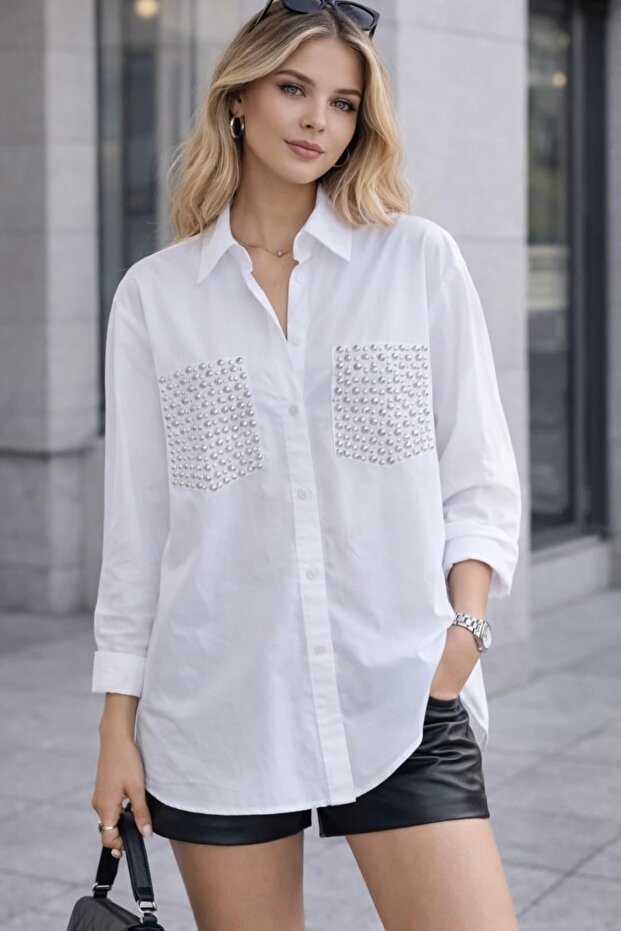 Oversized Studded Shirt Tr0935 - 2