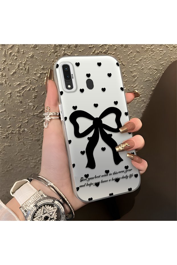 Samsung Galaxy A20 Compatible Silicone Edge Hard Back Anti-Fall Phone Case Knots Patterned