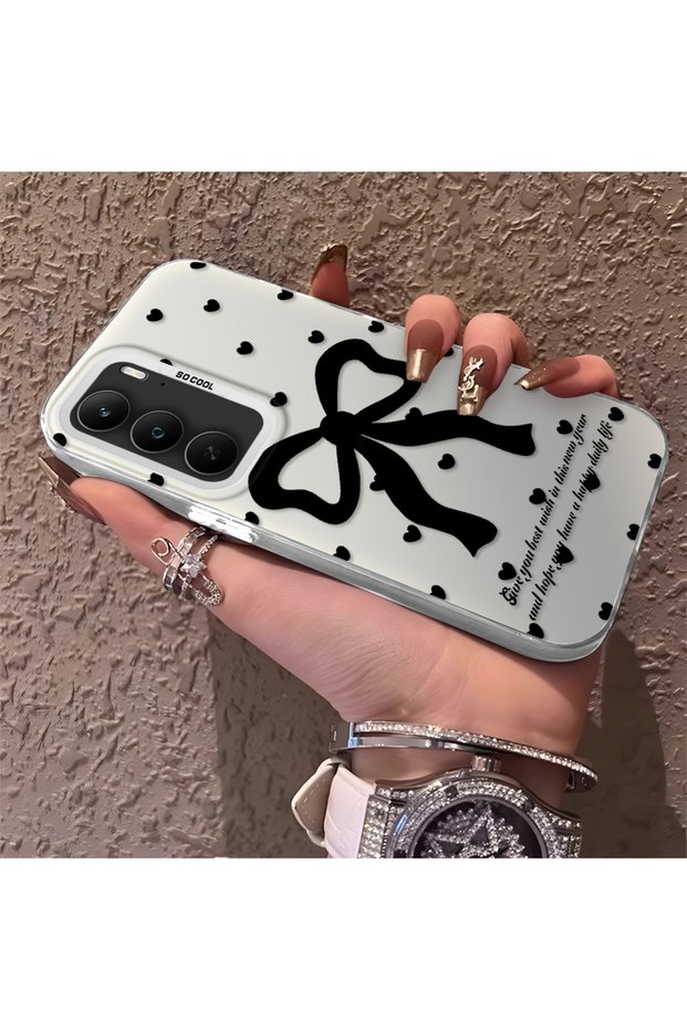 Silicone Edge Hard Back Anti Fall Phone Case Bowknot Patterned Compatible with Realme 14X