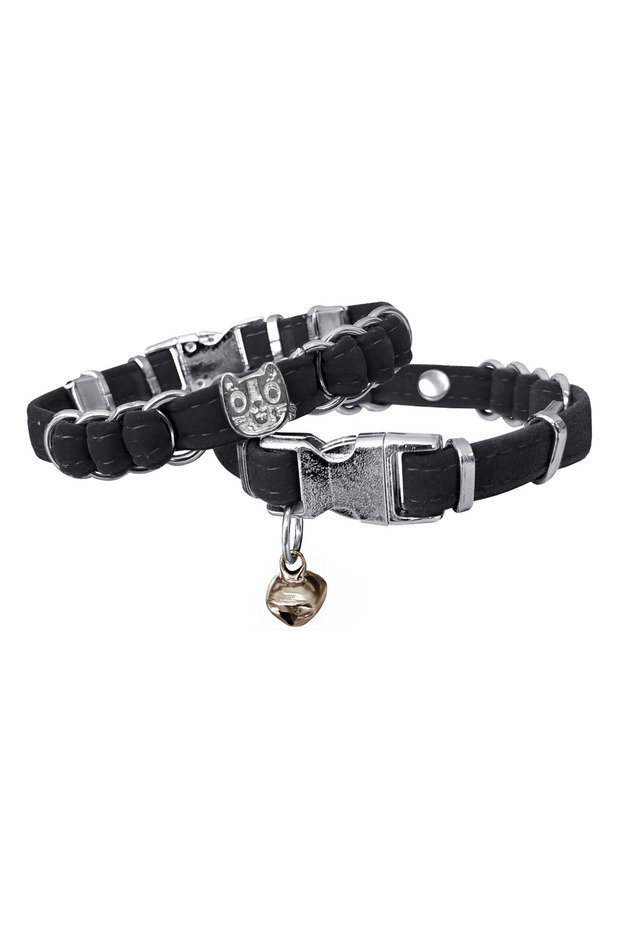 Markapet Velvet Cat Collar with Cat Head 20-32 cm Black - Sf-Kdfkdkfl-Syh