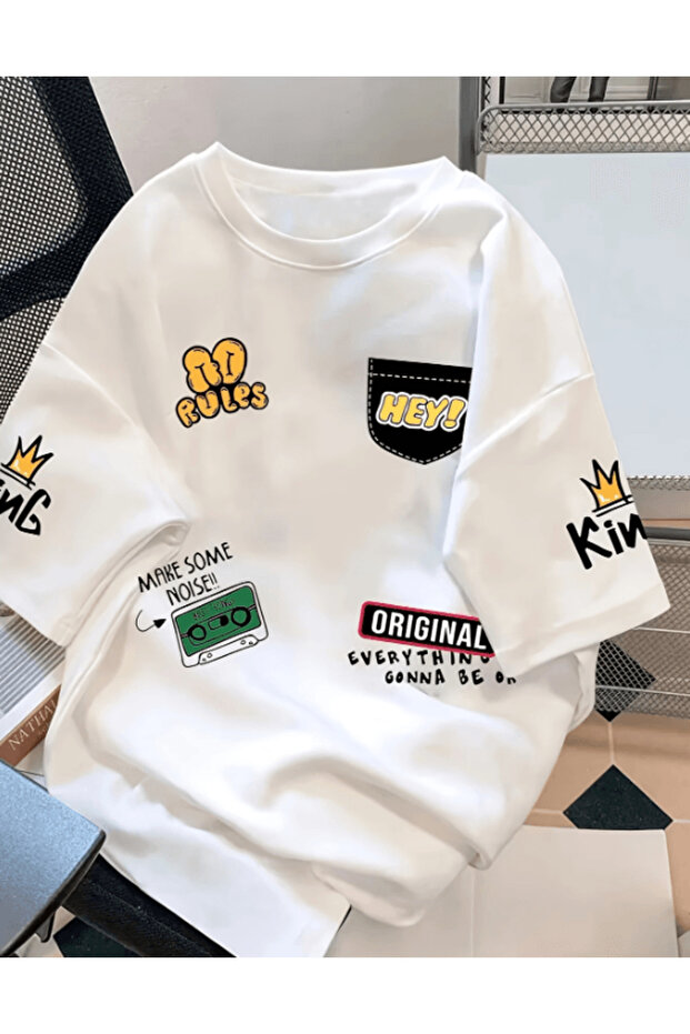 Fun Cartoon Printed Premium Oversized T-Shirt