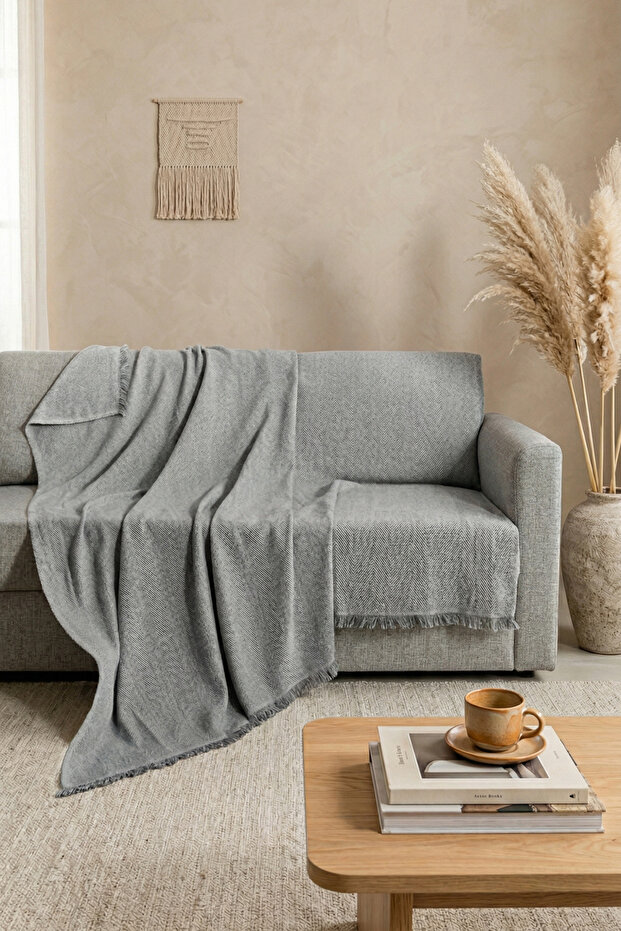 Cotton Premium Multi-Purpose Mats Sofa Cover Soft-Textured Fringed 170X200 cm