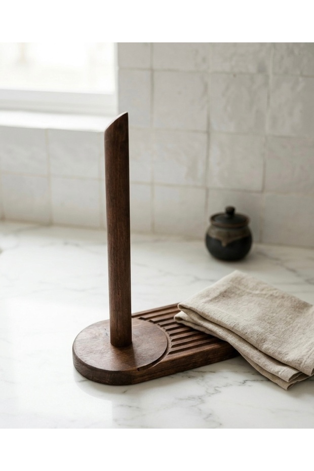 Natural Wooden Paper Towel Holder, Roll Paper Towel Holder 100% Pine 12X24X27 cm