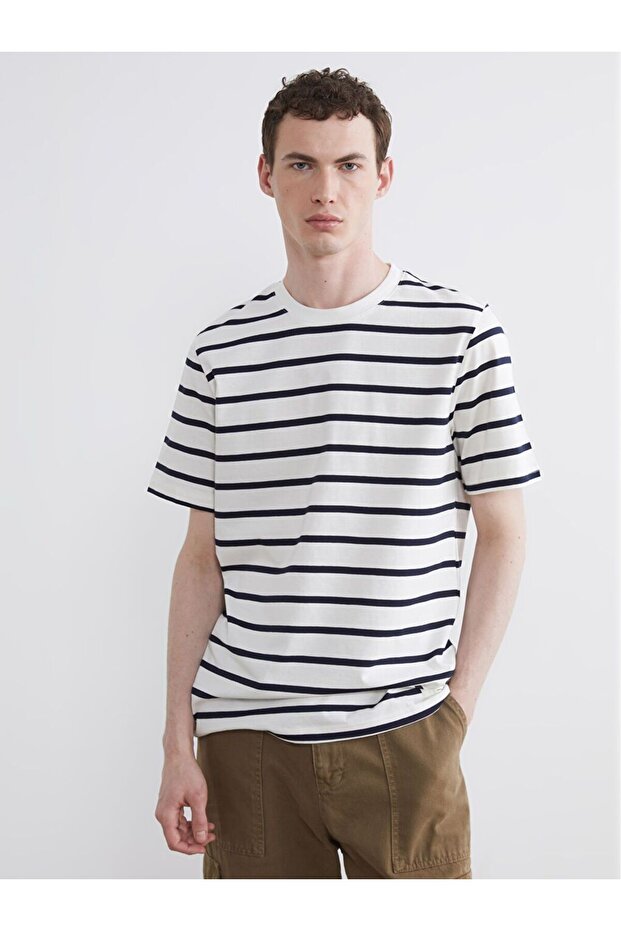 Xside Crew Neck Striped Combed Cotton Men's T-Shirt