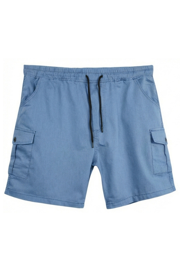 Men's Large Size K Cargo Pocket I Denim Shorts Suitable for 118-176 kg Light Blue
