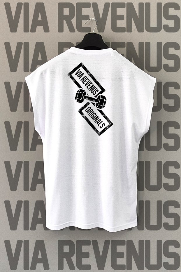 Via Revenus Originals Back Printed Zero Sleeve 100% Cotton Sports Tshirt