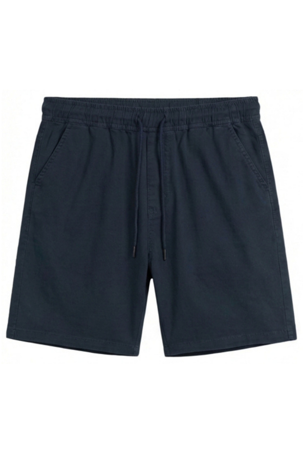 Men's L Stretch Fabric Lace-Up Denim Shorts Navy Blue, Suitable for Large Sizes between 120 and 177 Kilograms