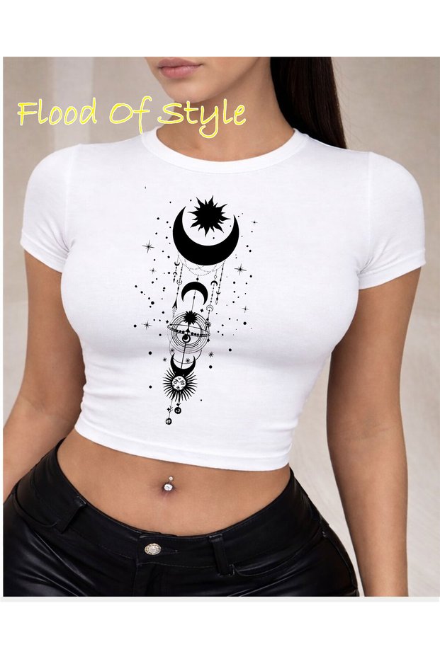 White Babby Tee Moon Star Minimal Special Design