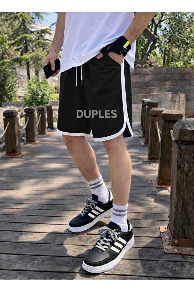 Men's 2-Thread Combed Cotton Side B Piped Striped Shorts