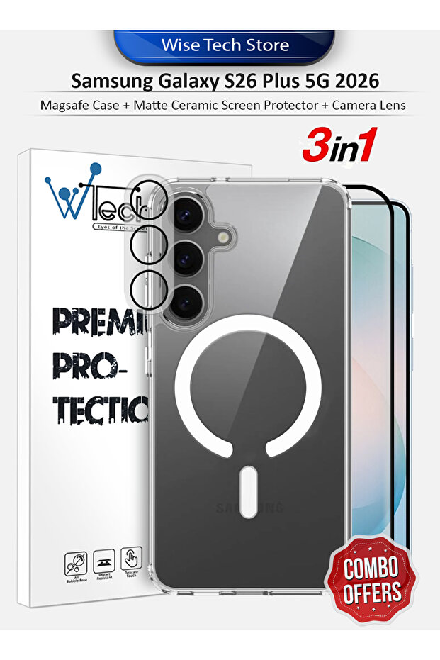 Samsung Galaxy S26 Plus 3in1 Magsafe Case Cover Camera Lens Screen Protector Nano Ceramic