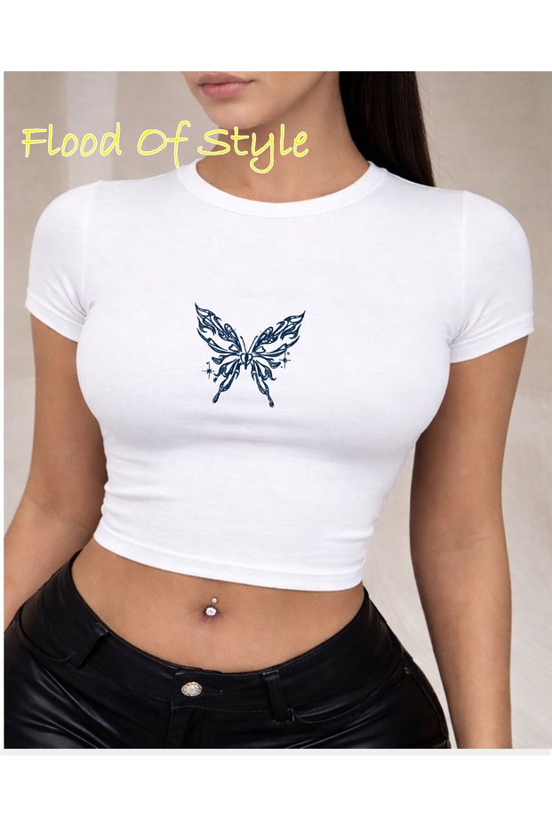 White Babby Tee Butterfly Yellow Special Design