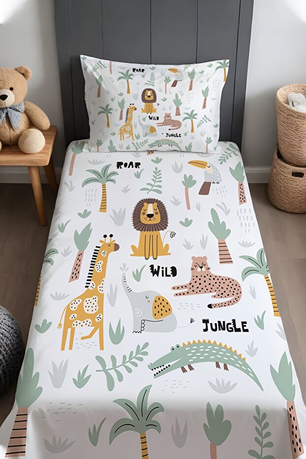 Nature Adventure Patterned Bedspread and Pillowcase