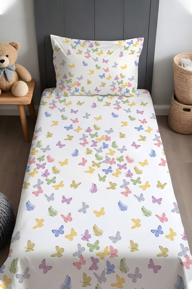 Spring Butterflies Patterned Bedspread and Pillowcase