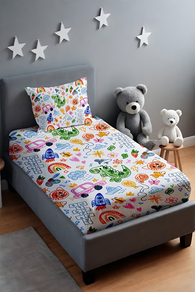 Neşeli Karalama منقوش غطاء سرير وغطاء وسادة - 2