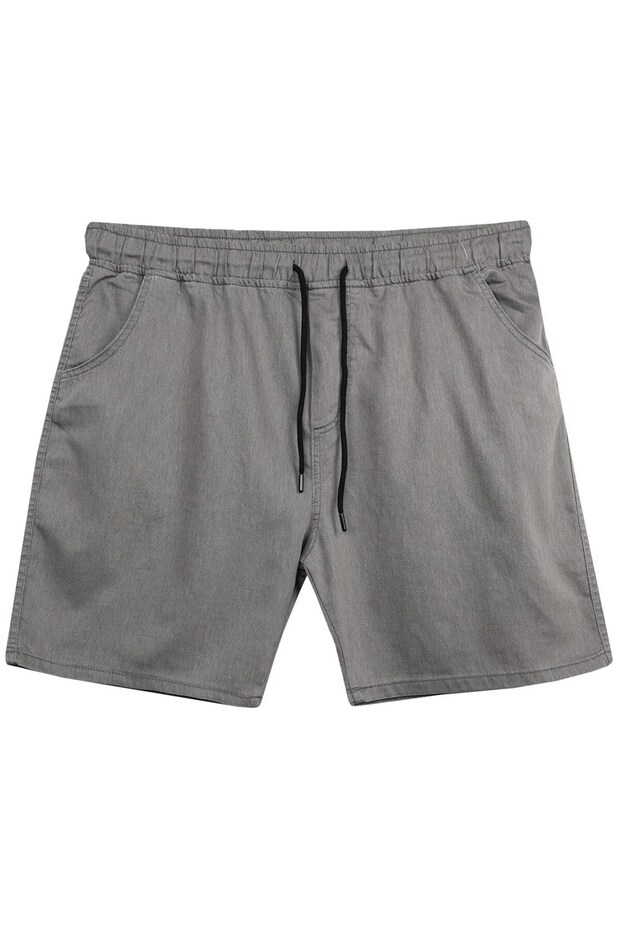 Men's L Stretch Fabric Lace-Up Denim Shorts Gray, Suitable for Large Sizes between 120 and 177 Kilograms