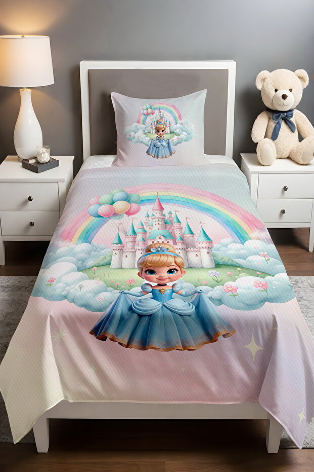 Colorful Fairy Tale World Patterned Single Baby Kids Piqué Set