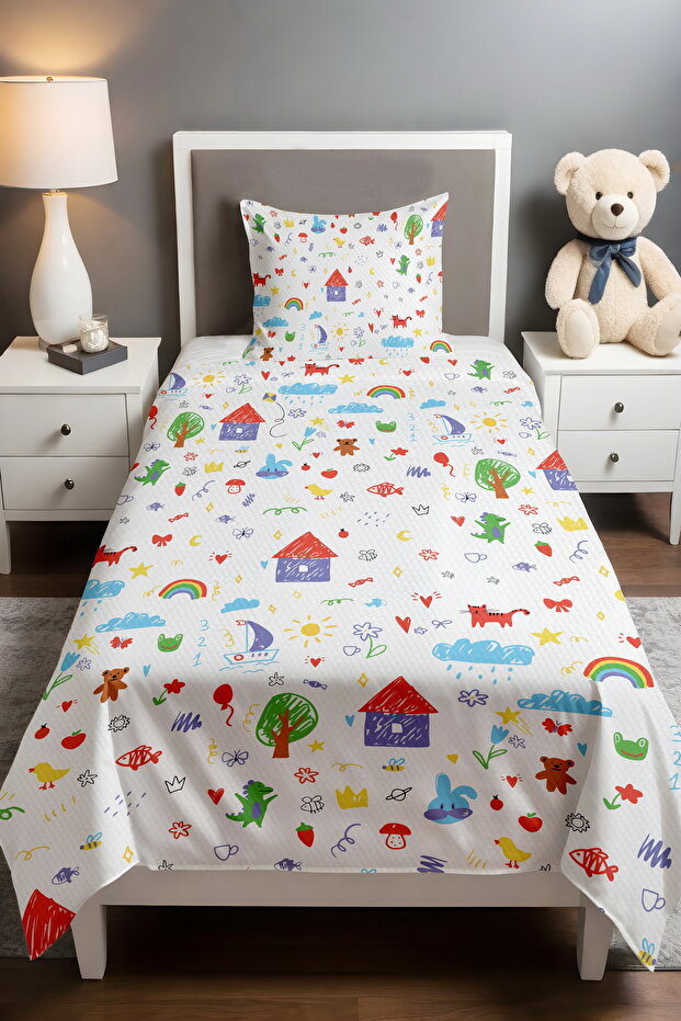 Tiny Drawings Patterned Single Baby Kids Piqué Set
