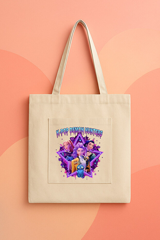 Kpop Demon Hunters Huntrix Zoey Rumi Mi̇ra Designed Premium B Printed Canvas Bag