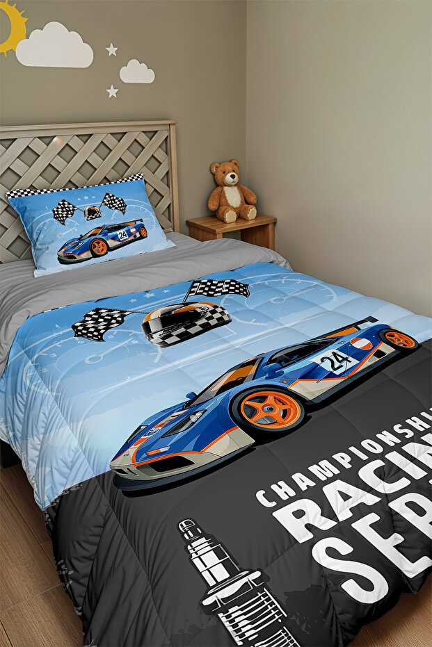 Peak Race Patterned Single Duvet and Pillowcase