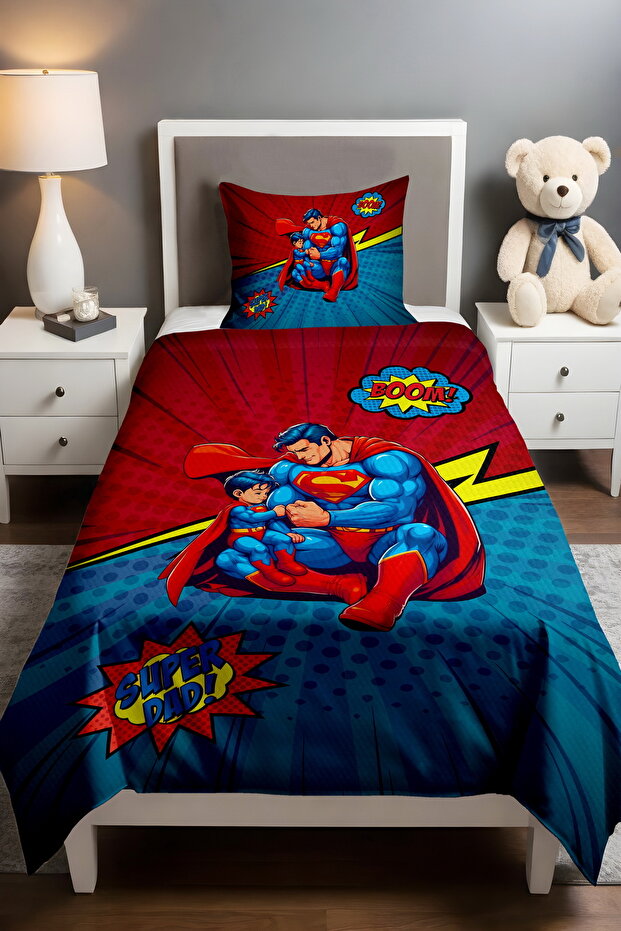 Super Dad Love Patterned Single Baby Kids Piqué Set