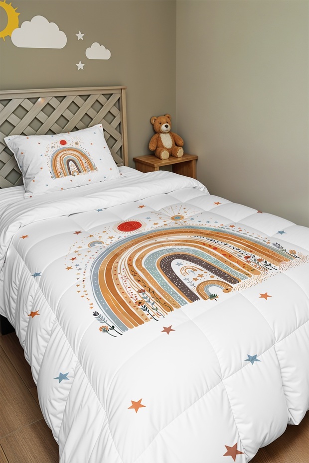 Love in the Sky Patterned Single Duvet and Pillowcase