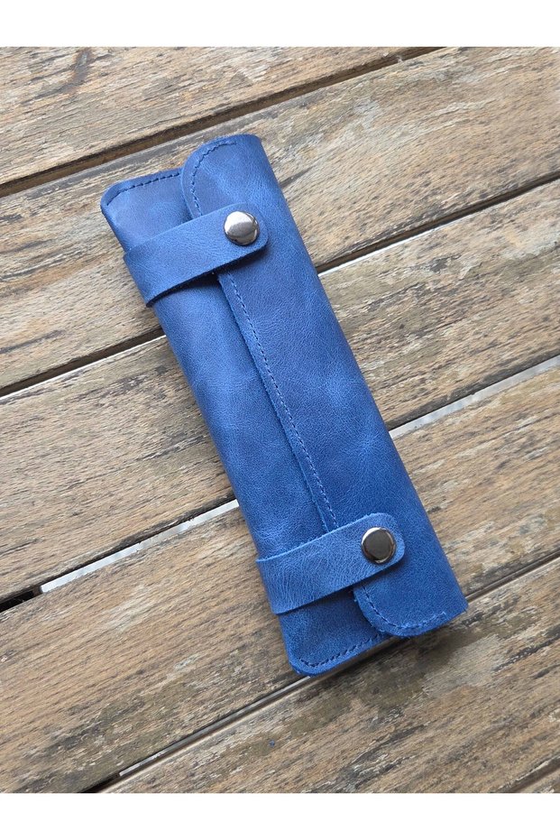 Genuine Leather Handmade Pen Holder - Minimalist with Snap Fasteners for Leather Pens Bag Real Leather Pen Holder