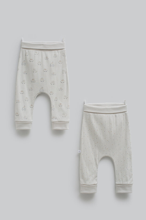 100% Cotton Cotton Piece Baby Boy Pants Set - Car Patterned