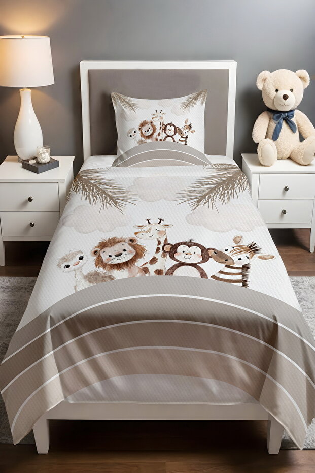 Safari Friends Patterned Single Baby Kids Piqué Set