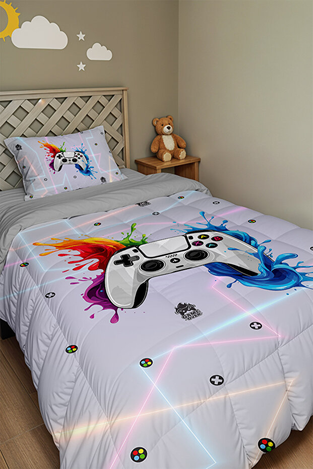 Game Passion Patterned Single Duvet and Pillowcase