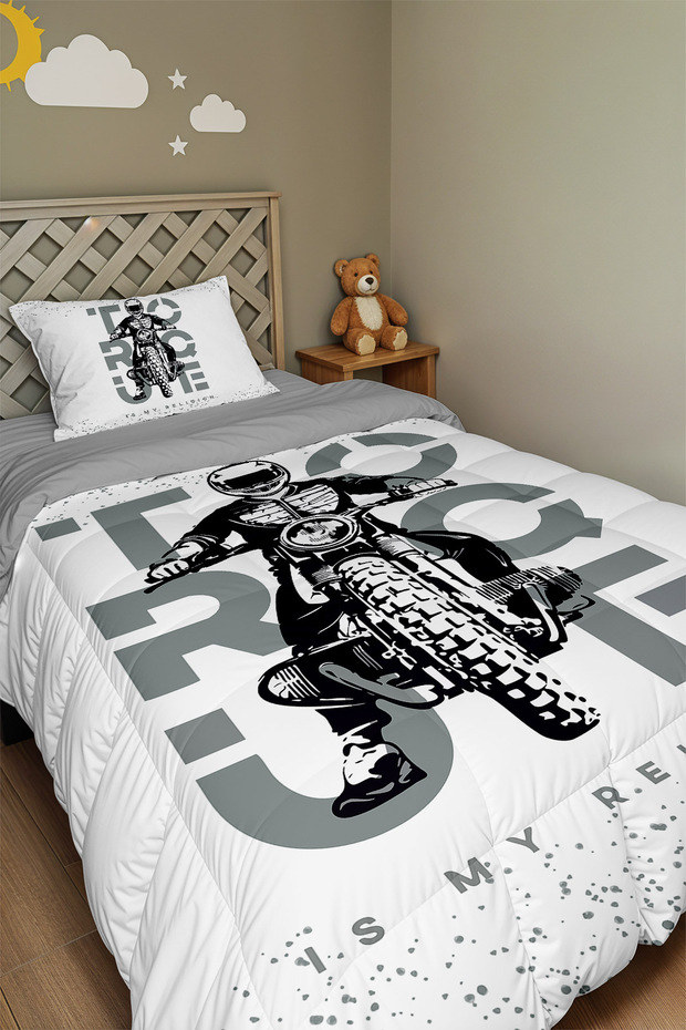 Ride into Freedom Patterned Single Duvet and Pillowcase