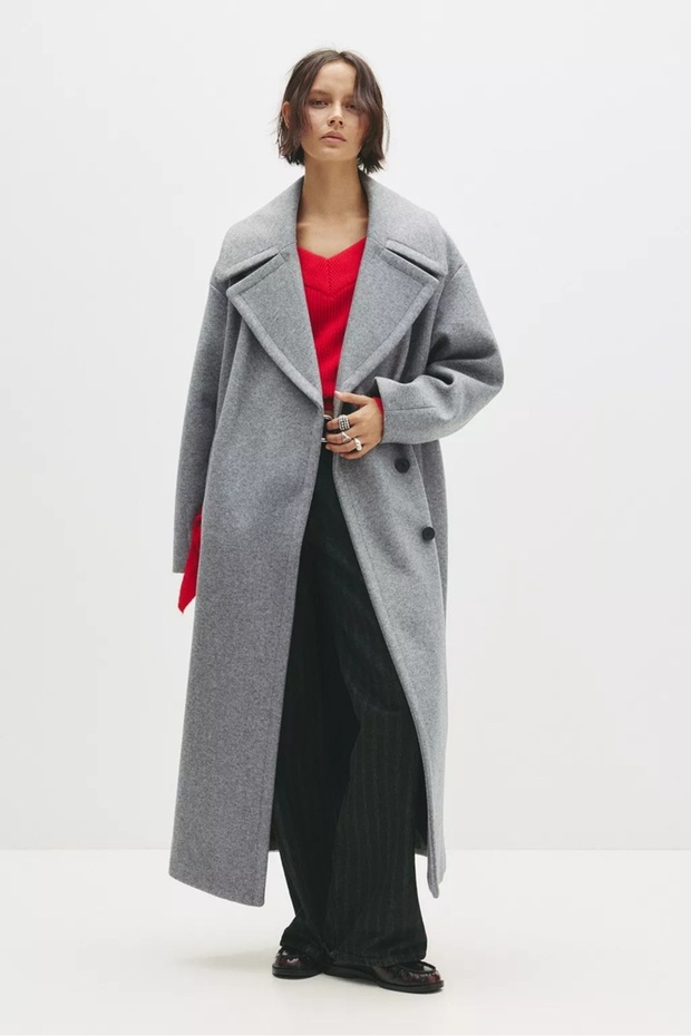 معطف طويل من القماش الناعم من ALLBUCKS PULL&BEAR ABPNB3758